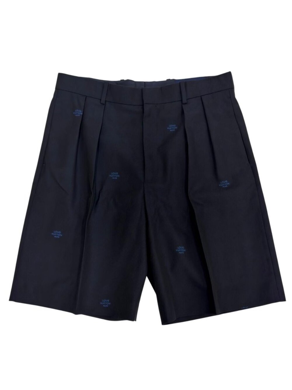 Louis Vuitton Wool Cotton Damier Tailored Shorts Black 44